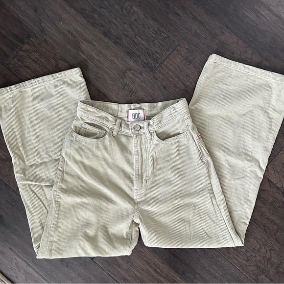 BDG Colorblock Corduroy Pants 25 Seafoam/Tan Y2K High Wide Streetwear - Picture 1 of 6